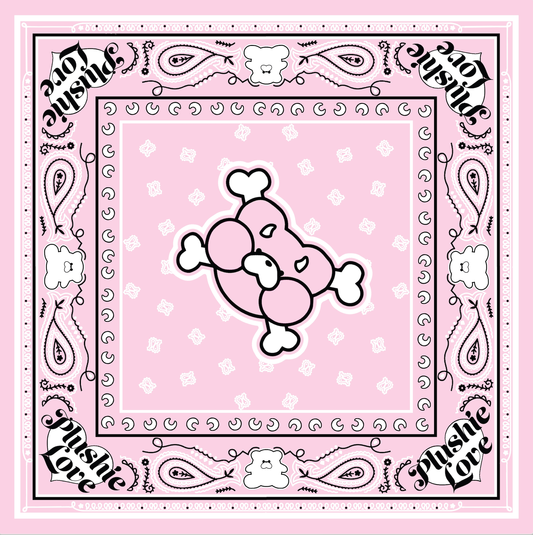 Pink Plushie Love Bandana