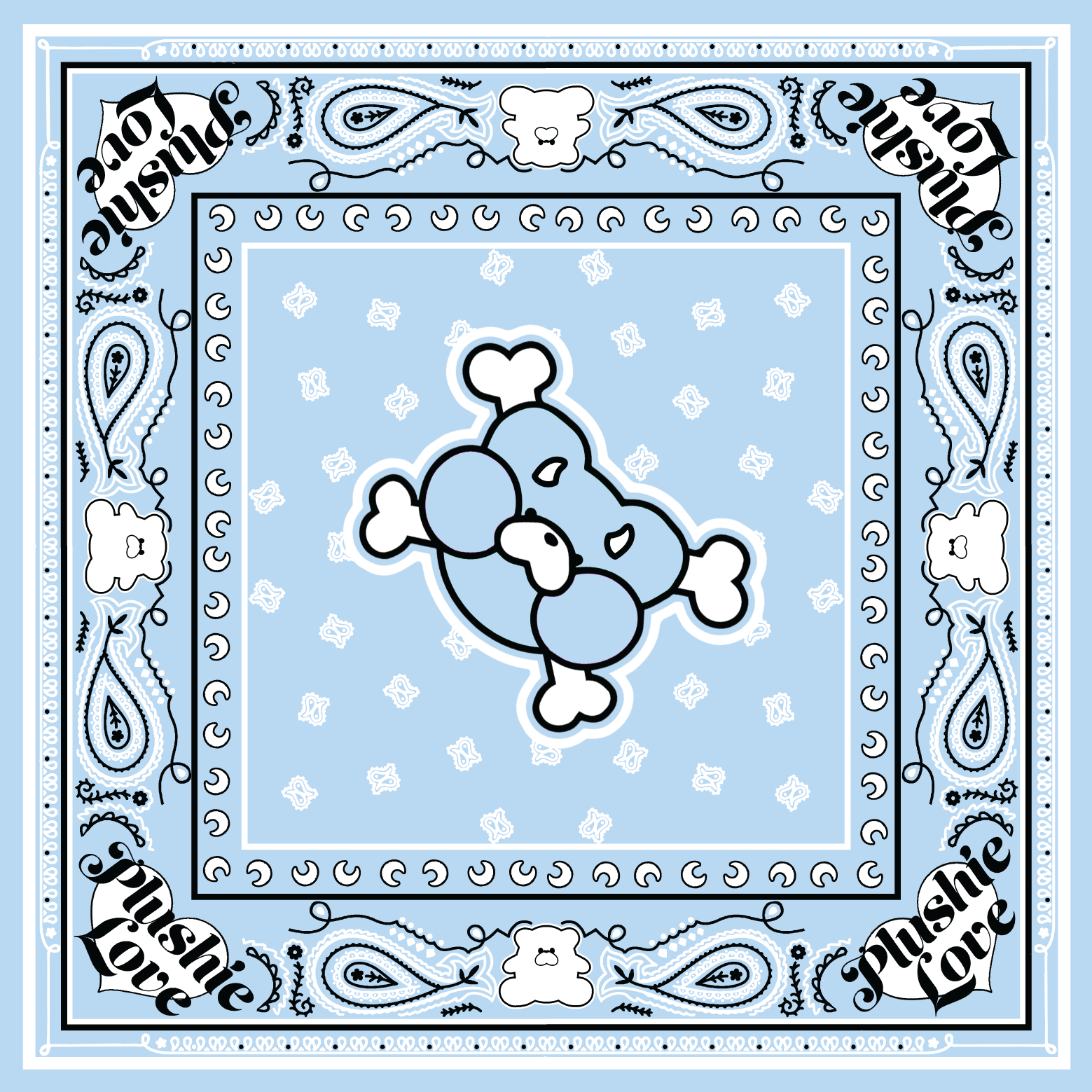 Blue Plushie Love Bandana