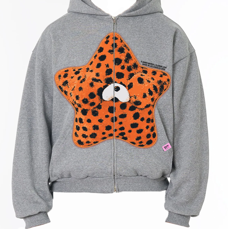 Gray Nacho Snoozle Zip Hoodie by Plushie Love and Jared Muros